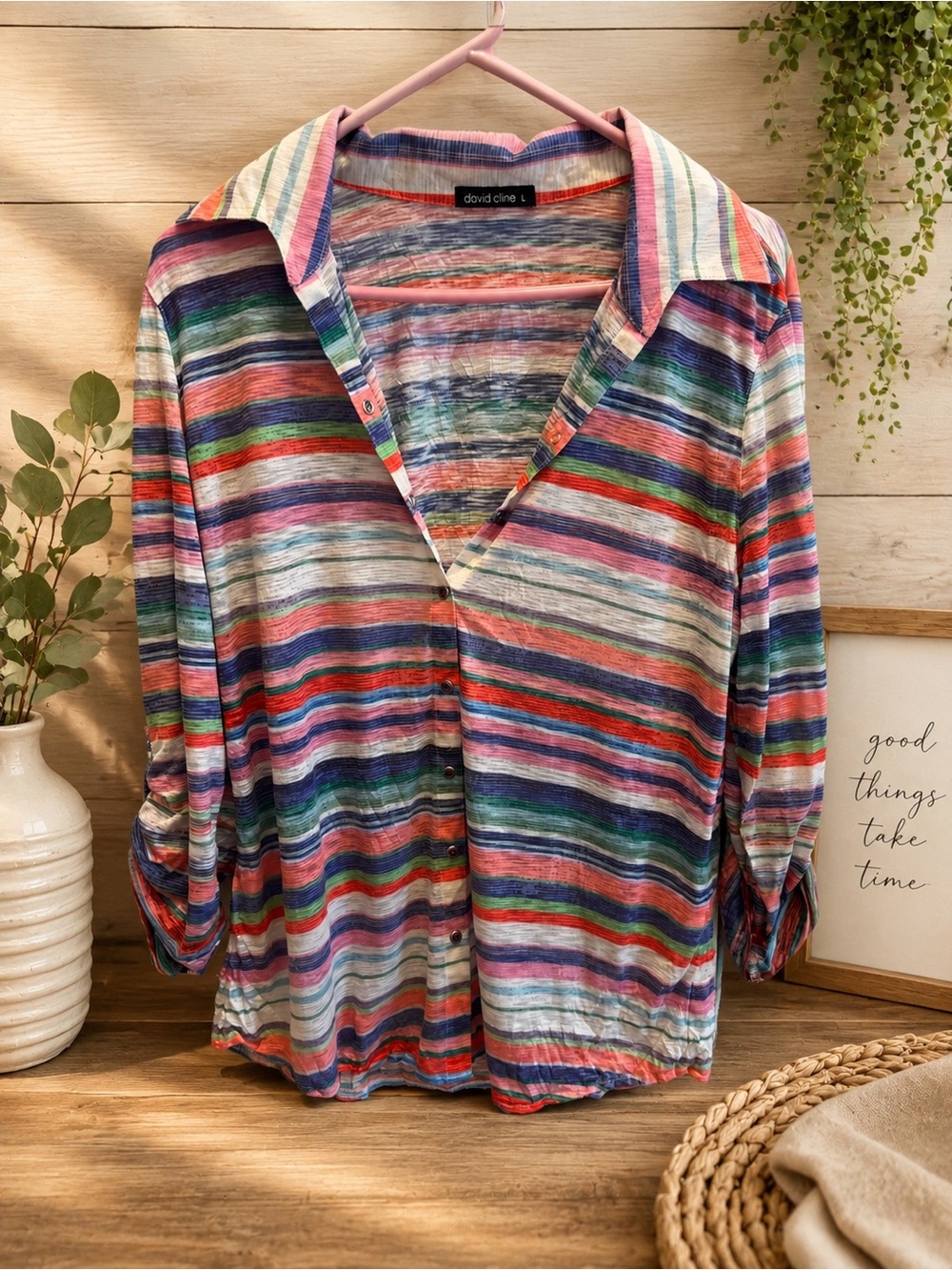 David Cline Multicolor Striped Button-Front Shirt